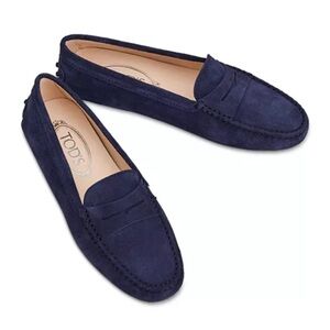 TODS Navy Suede Penny Loafers LNWOT sz 8.5 / 39